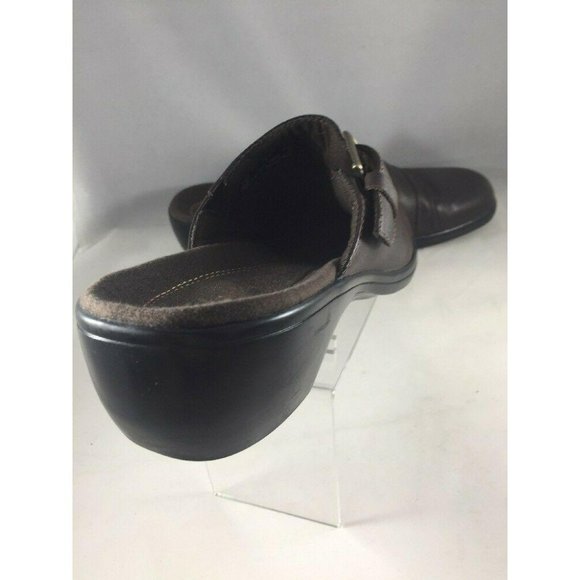 Clarks Womens Shoes Mules Size 8M Brown Leather With Buckle - Picture 5 of 12